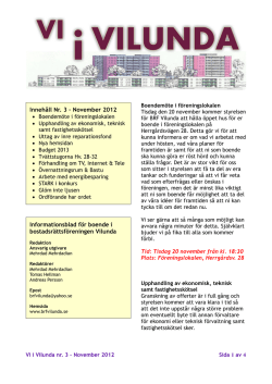Innehåll Nr. 3 – November 2012 Informationsblad för