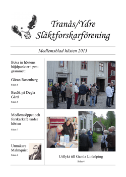 Medlemsblad hösten 2013 - Tranås Ydre Släktforskarförening
