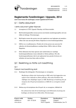 Reglemente Forsränningen i Uppsala, 2014