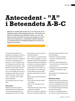 Antecedent - ”A” i Beteendets A-B-C