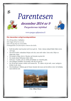Parentesen nr 9 2014 - Pargas Svenska Pensionärer