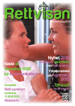 Nyhet 2013 - Rett Syndrom i Sverige, RSIS