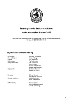 Verksamhetsberättelse 2012 - Stenungsunds Brukshundklubb