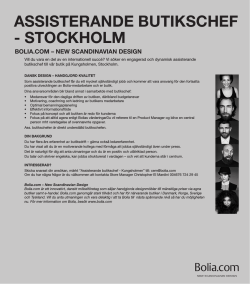 ASSISTERANDE BUTIKSCHEF - STOCKHOLM