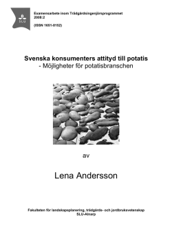 Möjligheter för potatisbranschen av Lena Andersson