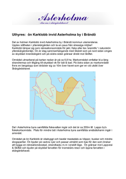 Uthyres: ön Karklobb invid Asterholma by i Brändö