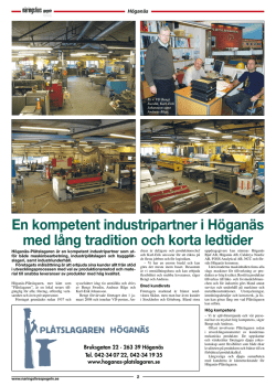 En kompetent industripartner i Höganäs med lång tradition och korta