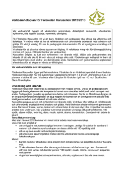 Verksamhetsplan för Förskolan Karusellen 2012/2013