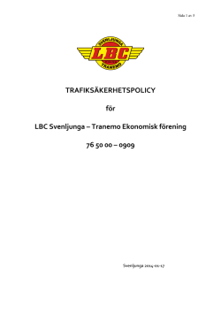 TRAFIKSÄKERHETSPOLICY för LBC Svenljunga – Tranemo
