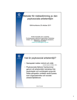 Metoder för riskbedömning av den psykosociala arbetsmiljön (pdf)