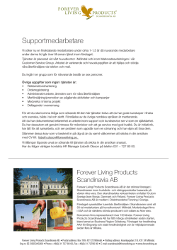 Supportmedarbetare - Forever Living Products Scandinavia AB