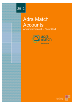 Adra Match Accounts full user manual