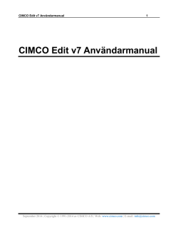 CIMCO Edit v7 Användarmanual