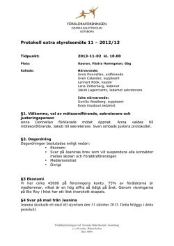 Protokoll extra styrelsemöte 11 – 2012/13 Jeanina skickade