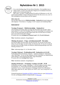 Nyhetsbrev Nr 1 2015 - StorStockholms Genealogiska Förening