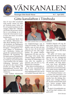 Nr 1 2012 - Läs pdf - Göta kanals vänner