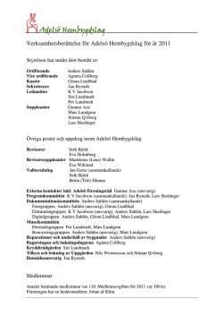 Verksamhetsberättelse för Adelsö Hembygdslag för år 2011