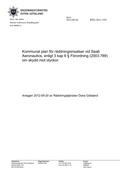 Kommunal plan för räddningsinsats Saab Aeronautics