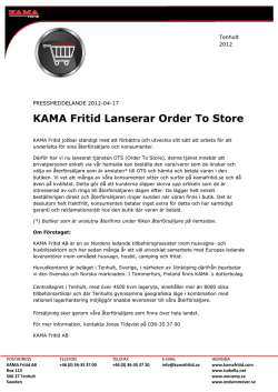 KAMA Fritid Lanserar Order To Store