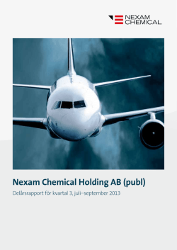Nexam Chemical Holding AB (publ) Delårsrapport Kvartal 3 – 2013