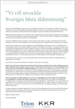 Vi vill utveckla Sveriges bästa äldreomsorg”