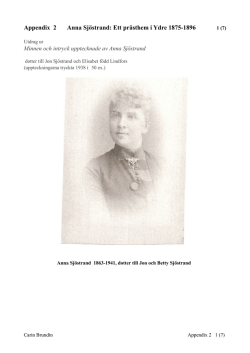 Appendix 2 Anna Sjöstrand: Ett prästhem i Ydre 1875-1896