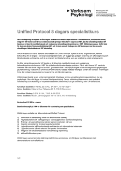 Unified Protocol 8 dagars specialistkurs
