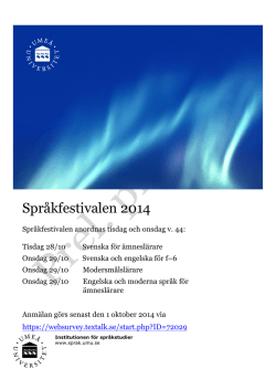 Språkfestivalen 2014 - Institutionen för språkstudier