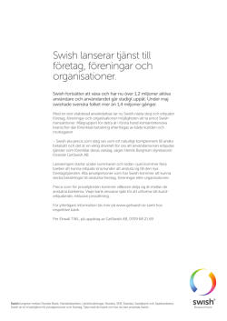 Swish lanserar tjänst till företag, föreningar och organisationer. 06/04