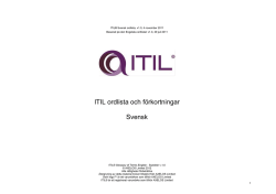 ITIL ordlista och förkortningar Svensk