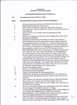 Brf Postiljonen 4 Protokoll ord.föreningsstämma 2012-06-04