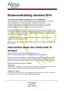 Studeranderättslig standard 2014 Information innan den studerande