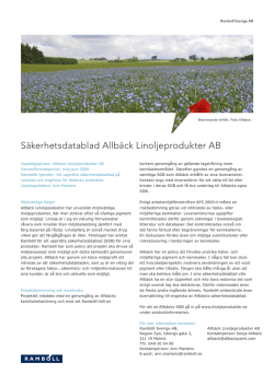 Säkerhetsdatablad Allbäck Linoljeprodukter AB