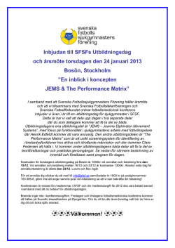 Inbjudan och program Utbildningsdag SFSF 2013