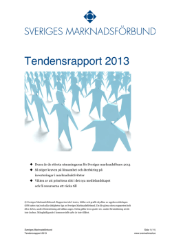 Tendensrapport 2013 - Sveriges Marknadsförbund