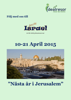 israel i april 2015 - Duveskogs Reseservice