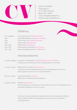 CV - VAN BERLEKOM design & kommunikation