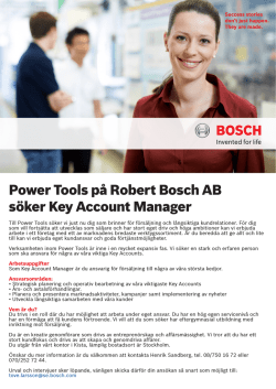 Power Tools på Robert Bosch AB söker Key Account Manager