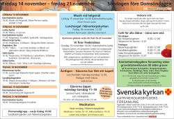 Fredag 14 november - Katrineholmsbygdens församling