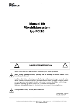 Manual för Växelriktarsystem typ PCI10