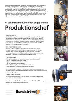 Produktionschef - Sundström Safety AB