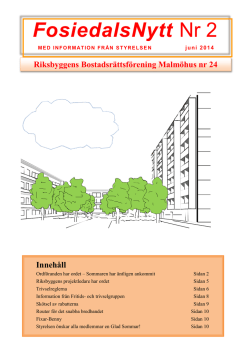 FosiedalsNytt Nr 2 2014 - Riksbyggens Brf Malmöhus 24