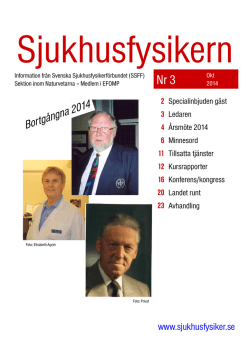 Nummer 3, 2014 - Svenska SjukhusFysikerFörbundet