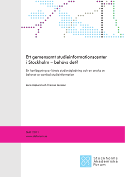 Ett gemensamt studieinformationscenter i Stockholm – behövs det