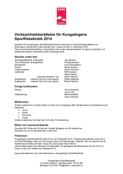 Verksamhetsberättelse för Kungsängens Sportfiskeklubb 2014
