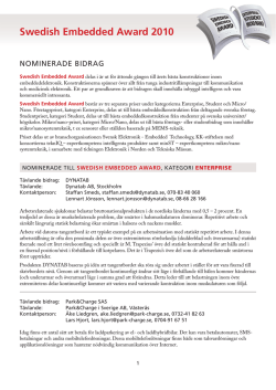 Pressrelease 2010-08-24 - Swedish Embedded Award