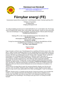 Förnybar energi (FE) - Värmland mot Kärnkraft