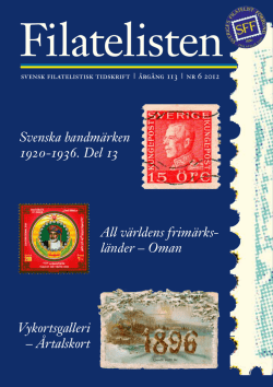 Svenska bandmärken 1920-1936. Del 13 All världens frimärks