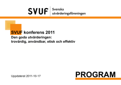 PROGRAM - Svuf - Svenska Utvärderingsföreningen