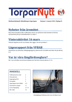 Lägesrapport från VFBAB - Båtsällskapet Lögarängen